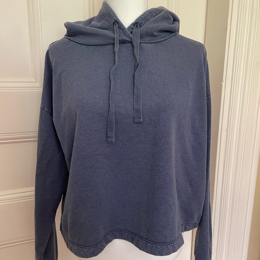 Zella Heathered Blue Boxy Oversized Cropped Hoodie